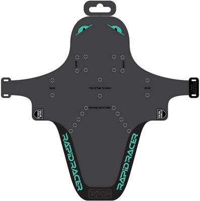 RapidRacerProducts EnduroGuard Front Mudguard - Black - Turquoise - Large, Black - Turquoise